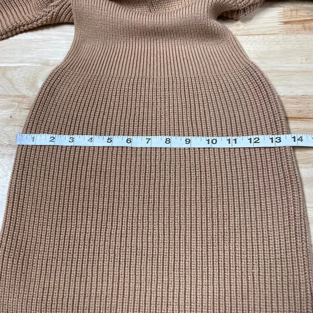 Staud Kirby Ribbed Knit Fitted Sweater Dress Size S Camel Brown Long Sleeve - Picture 11 of 13
